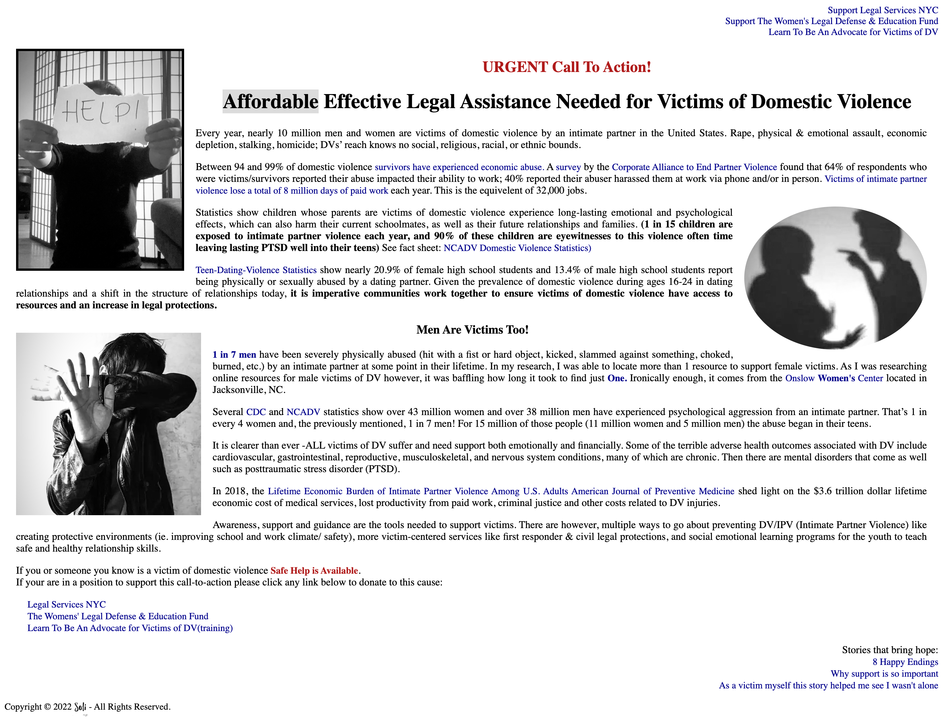 Domestic Violence: Call-To-Action responsive design created using HTML & CSS